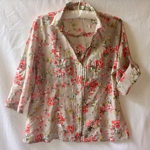 Eden & Olivia pin-tucks, floral,roll sleeve shirt